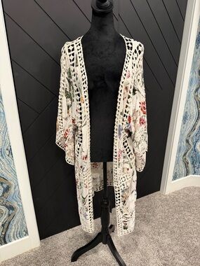 Anthropologie Floral Lace Kimono Cardigan one size